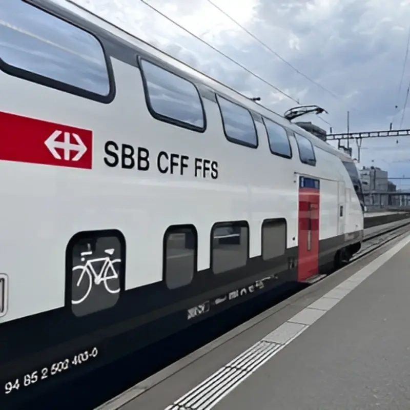 Ein Doppelstockzug der SBB am Bahnsteig.